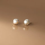 925 Silver Pearl Stud Earrings Romantic Jewelry for Women