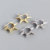 925 Silver Spike Hoop Earrings Geometric Design Hip Hop Rock Unisex Ear Jewelry