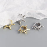 925 Silver Spike Hoop Earrings Geometric Design Hip Hop Rock Unisex Ear Jewelry