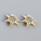925 Silver Spike Hoop Earrings Geometric Design Hip Hop Rock Unisex Ear Jewelry