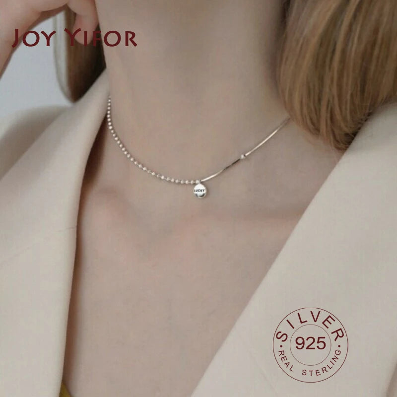 925 Silver Geometric Dot Lucky Letter Choker Necklace