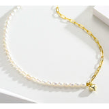 925 Silver Chain Pearl Chocker Necklace Women Jewelry