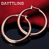925 Sterling Silver Gold/Rose Glossy Hoop Earrings