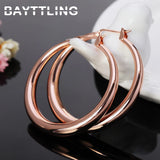 925 Sterling Silver Gold/Rose Glossy Hoop Earrings