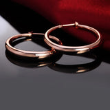 925 Sterling Silver Gold/Rose Glossy Hoop Earrings