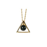 925 Silver Gold-plated Natural Amber Necklace Triangle Chain Pendant