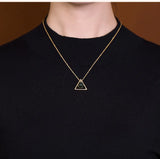 925 Silver Gold-plated Natural Amber Necklace Triangle Chain Pendant