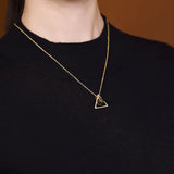 925 Silver Gold-plated Natural Amber Necklace Triangle Chain Pendant