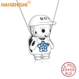 925 Sterling Silver Handsome Boy with Star Pendant Necklace