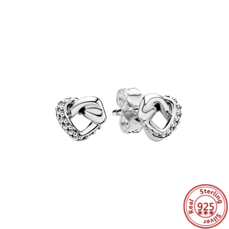 925 Silver Heart Arrow Feather CZ Earrings for Women