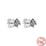 925 Silver Heart Arrow Feather CZ Earrings for Women