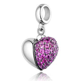 925 Sterling Silver Heart Charm Bead for Bracelet Necklace