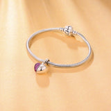 925 Sterling Silver Heart Charm Bead for Bracelet Necklace