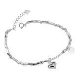 925 Sterling Silver Heart Charm Bracelet for Women Hand Chain Bangle