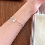 925 Sterling Silver Heart Charm Bracelet for Women Hand Chain Bangle