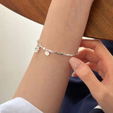 925 Sterling Silver Heart Charm Bracelet for Women Hand Chain Bangle