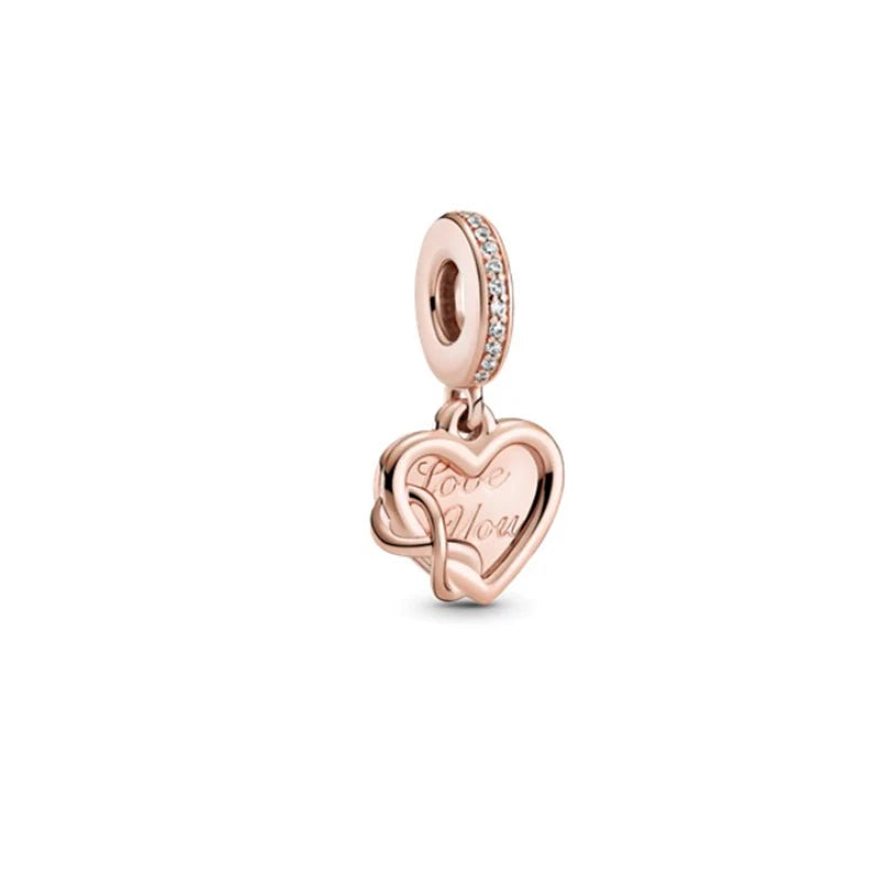 925 Silver Family Tree Charm Matte Glass Beads DIY Jewelry