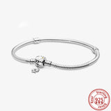 925 Sterling Silver Heart Leaves Flowers Crown Snake Chain Bracelets