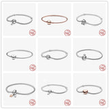 925 Sterling Silver Heart Leaves Flowers Crown Snake Chain Bracelets