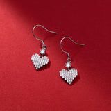 925 Silver Heart Zircon Drop Earrings for Women