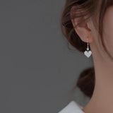 925 Silver Heart Zircon Drop Earrings for Women