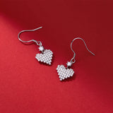 925 Silver Heart Zircon Drop Earrings for Women