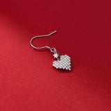 925 Silver Heart Zircon Drop Earrings for Women