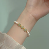 925 Silver Hetian Jade Pearl Retro Bracelet Women Gift