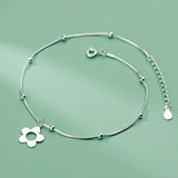 925 Sterling Silver Hollow Flower Anklet Snake Chain Ankle Bracelet