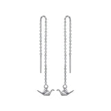 925 Sterling Silver Paper Crane Drop Earrings for Women
