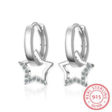 925 Silver Star Hoop Earrings Women Creole Boucle D'oreille