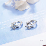 925 Silver Star Hoop Earrings Women Creole Boucle D'oreille