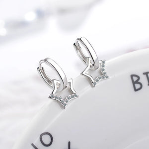 925 Sterling Silver Star Hoop Earrings for Women