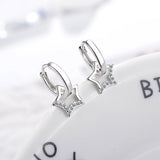 925 Sterling Silver Star Hoop Earrings for Women