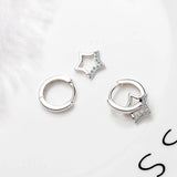 925 Silver Star Hoop Earrings Women Creole Boucle D'oreille