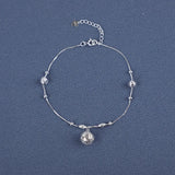 925 Sterling Silver Bell Pendant Anklet Bracelet for Women