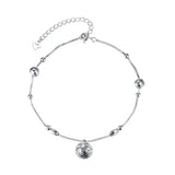925 Sterling Silver Bell Pendant Anklet Bracelet for Women