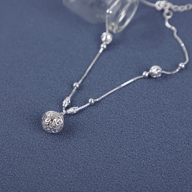 925 Sterling Silver Bell Pendant Anklet Bracelet for Women