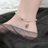 925 Sterling Silver Bell Pendant Anklet Bracelet for Women
