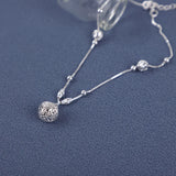 925 Sterling Silver Bell Pendant Anklet Bracelet for Women