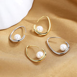 925 Sterling Silver Hook Earrings with 7mm Shell Pearl Gold Plating