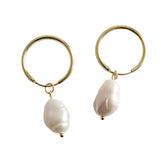 925 Silver Hoop Earrings Natural Pearl Earings Hoops Jewelry