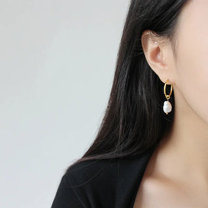 925 Silver Hoop Earrings Natural Pearl Earings Hoops Jewelry