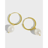 925 Silver Hoop Earrings Natural Pearl Earings Hoops Jewelry
