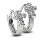 925 Silver Hopp Earrings CZ Round Geometric Cross Earrings Fine Gift