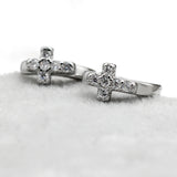925 Silver Hopp Earrings CZ Round Geometric Cross Earrings Fine Gift