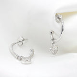 925 Silver Hopp Earrings CZ Round Geometric Cross Earrings Fine Gift