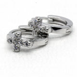 925 Silver Hopp Earrings CZ Round Geometric Cross Earrings Fine Gift