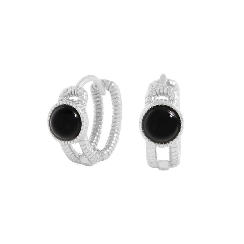 925 Silver U-shaped Agate Women Hoop Earrings