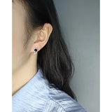 925 Silver U-shaped Agate Women Hoop Earrings